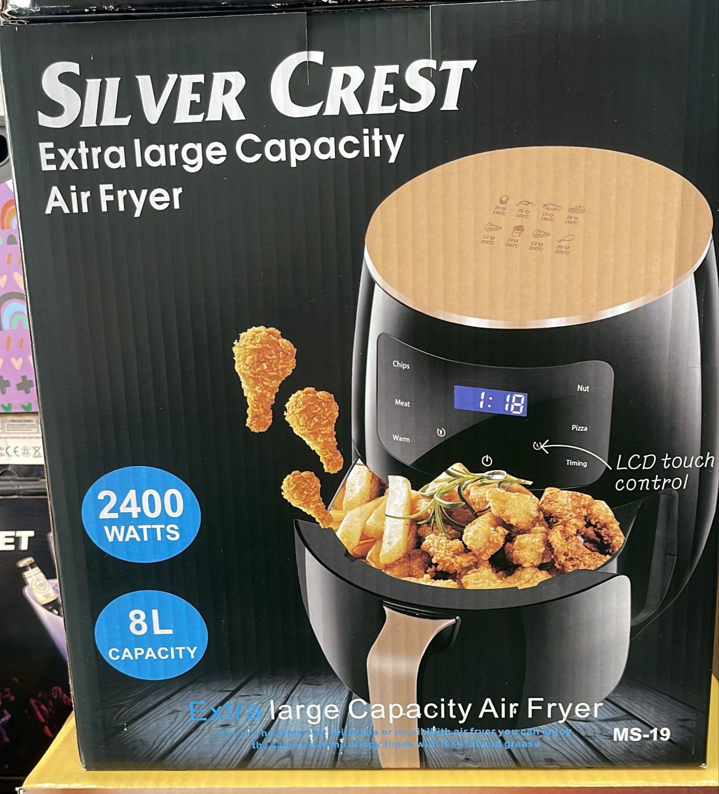 Friggitrice ad Aria Silver Crest MS-19 | Extra-Large 8L – 2400W