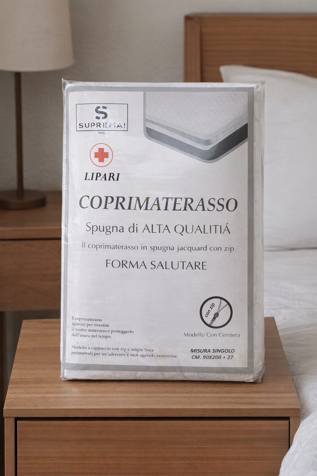 Coprimaterasso in spugna jacquard matrimoniale con zip