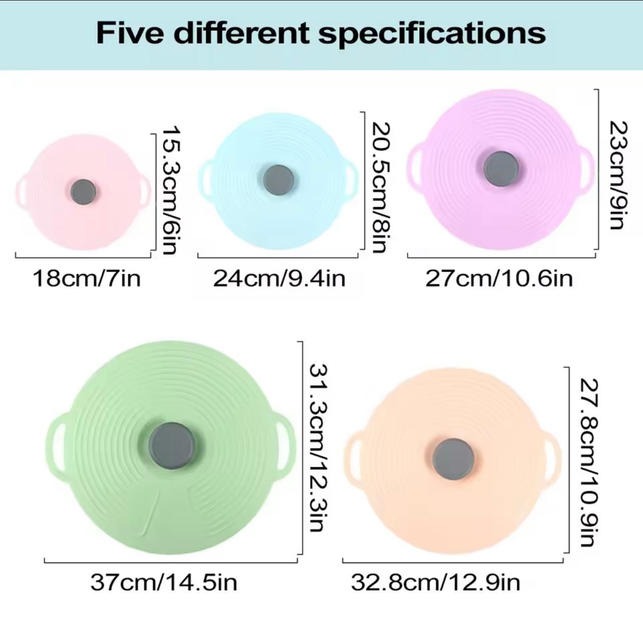 Set 5 coperchi in silicone