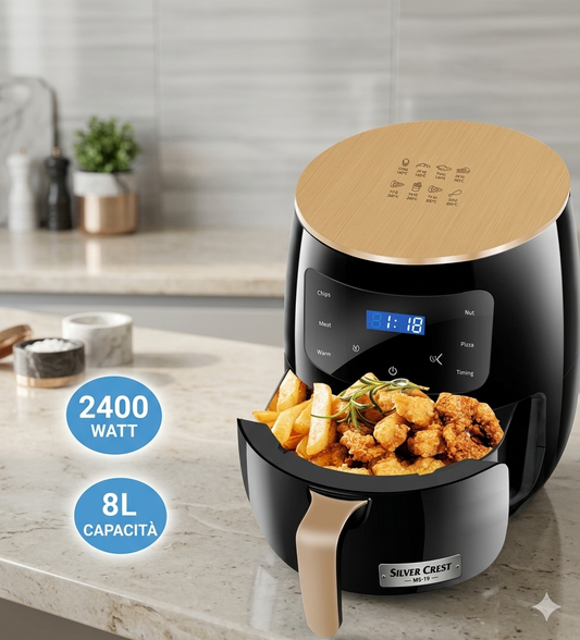 Friggitrice ad Aria Silver Crest MS-19 | Extra-Large 8L – 2400W